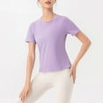 thumbnail image 4 of Women Workout Top Short Sleeve Seamless Athletic Shirt Crew Neck Exercises Quick Dry Thin Shirts, 4 of 7