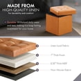 thumbnail image 4 of Ornavo Home 15 Inch Square Storage Ottoman Cube, Tufted Square Faux Leather Storage Ottoman Chest, Footrest, Toy Chest Ottoman with Storage - (Cognac), 4 of 7