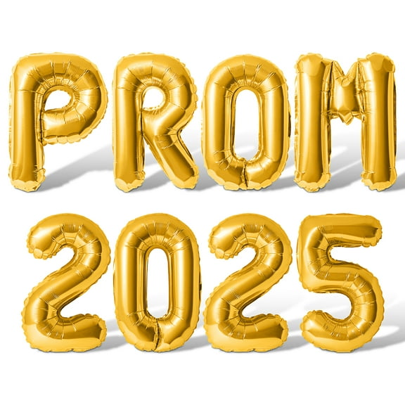 Letter Balloons - PROM 2025 16" Inch Alphabet Letters Foil Mylar Balloon Prom Party Banner (Gold)