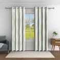 thumbnail image 2 of Aofoto Green Striped Blackout Curtains for Living Room, Thermal and Sound Reducing Curtains,42x84 inches,2 Panels, 2 of 5