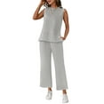 thumbnail image 3 of UVN Women Outfits Sets Summer 2 Piece Sets Casual Sweatsuits Sleeveless Tops and Pants Lounge Sets, 3 of 7