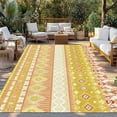 thumbnail image 2 of Yellow Khaki Boho Outdoor Rug for Patio/Deck/Porch, Non-Slip Large Area Rug 6 x 9 Ft, Vintage Ethnic Tribe Abstract Art Indoor Outdoor Rugs Washable Area Rugs, Reversible Camping Rug Carpet Runner, 2 of 8