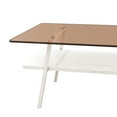 thumbnail image 7 of Sumdeal 38.58“ Rectangle Coffee Table,2-Tier Tempered Glass Tabletop with Metal Legs, Modern Center Accent Table Simple Cocktail Tables for Living Room,Brown Glass and White, 7 of 7