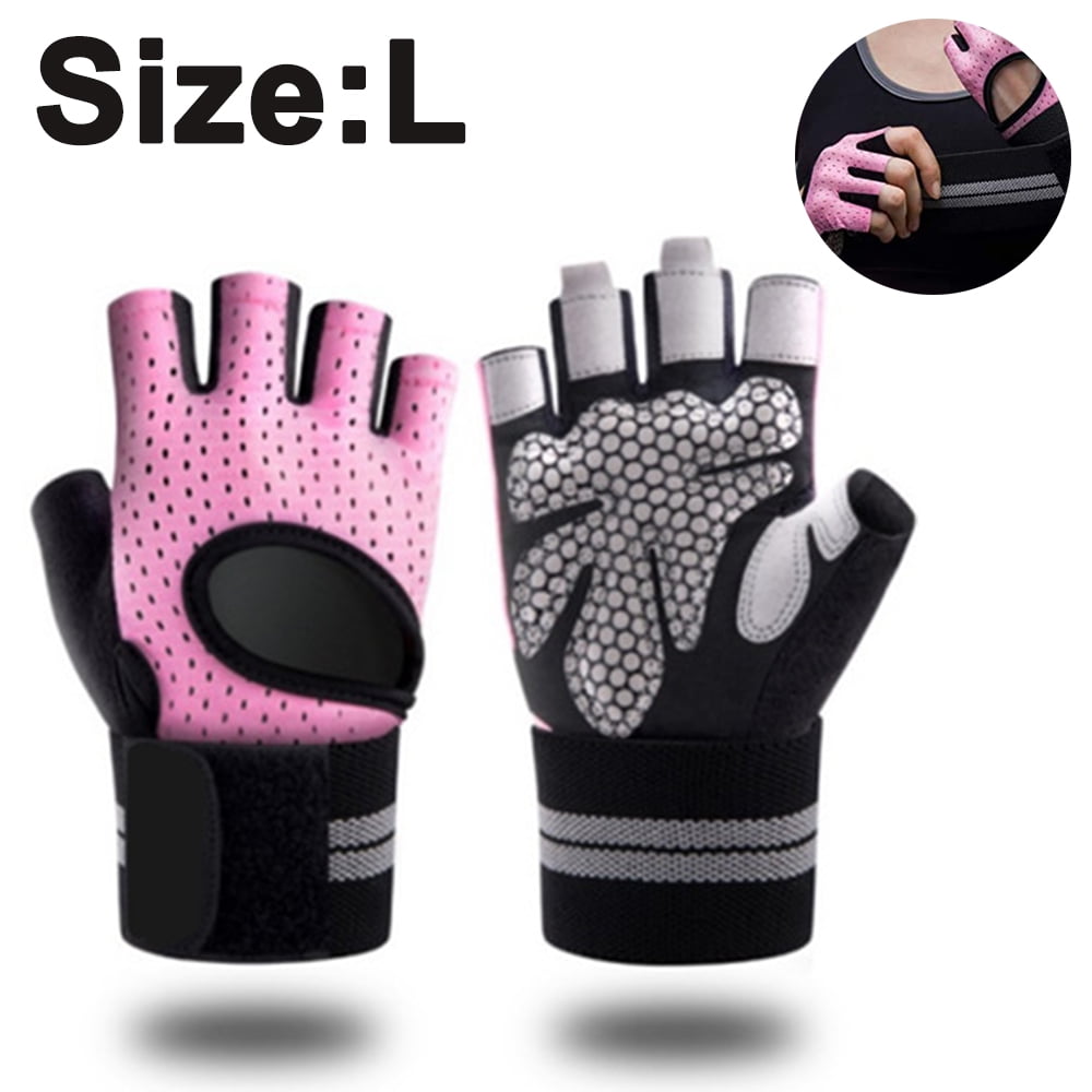 EVO Ladies Pink Gym Gloves Weightlifting Cycling Wheelchair Gloves Straps Fit 