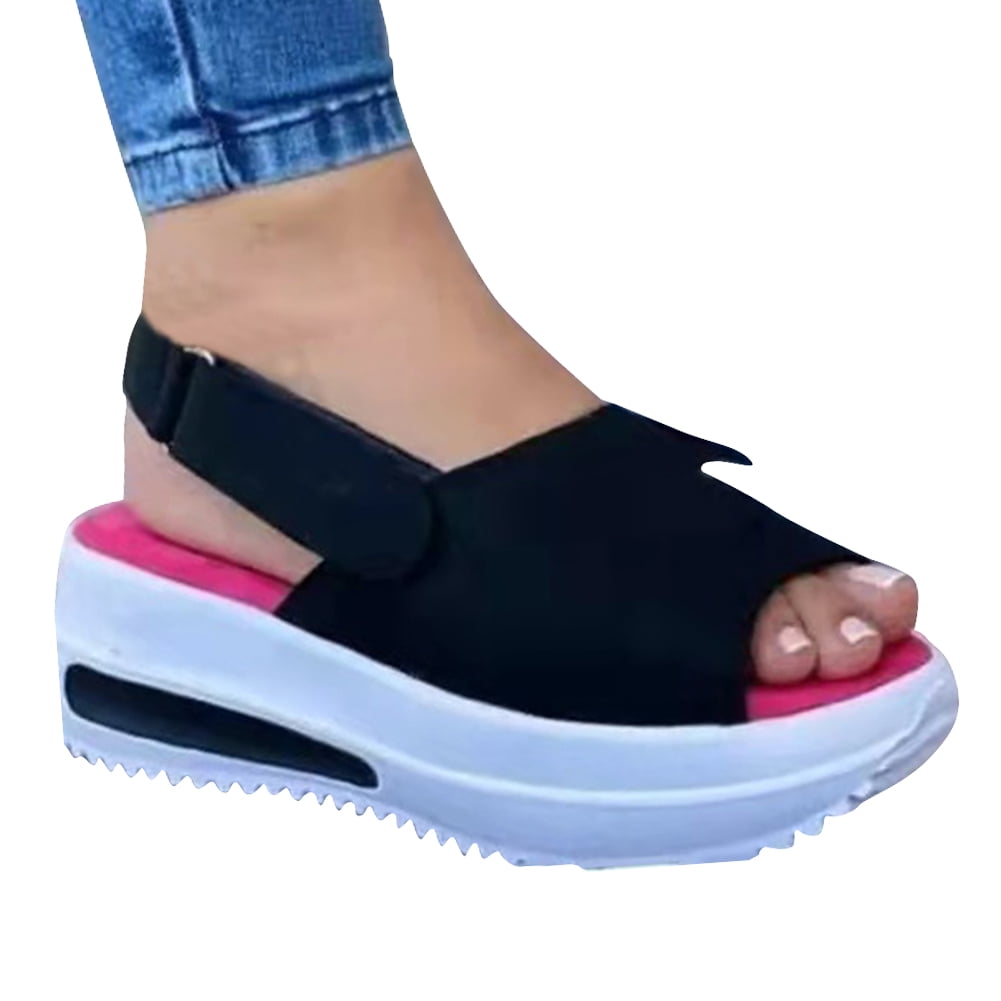 Abcelit Clearance Lady Slope Sandals Women Platform Sandals New Summer Female Fish Mouth Platform High Heels Wedge Shoes Black 41 Walmart Com