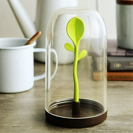 Leaf Container Sprout Jar for Salt, Shaker, Tea, Spice, Leaves, Coffee and Sugar Storage Container with Spoon by SoloTree ()