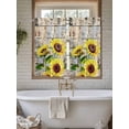 thumbnail image 7 of Tier Curtains 45 Inches Long, Sunflowers Window Treatment Curtain Drapes, Botanical Floral Farmhouse Retro Wood Grain Small Curtain Drapes for Bathroom Laundry Room, 27.5"x45", 2 Panels, 7 of 7