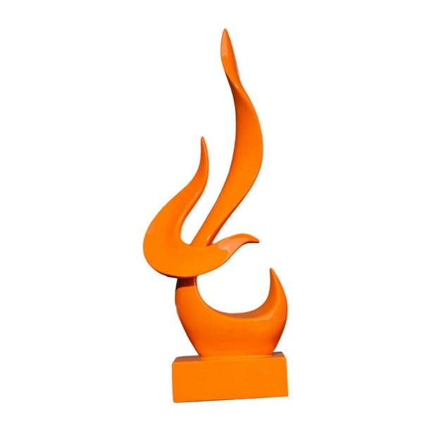 Escultura abstracta de llama, adorno minimalista de resina, figura artística para el hogar. Naranja