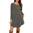 thumbnail image 1 of Robe T-Shirt à Poche, Robe Midi Ample à Manches Longues à Col Rond, Robe Facile pour Tous les Jours pour Femmes, Maternité, Voyage et Tenue de Fin de Semaine Gris Foncé S, 1 of 5