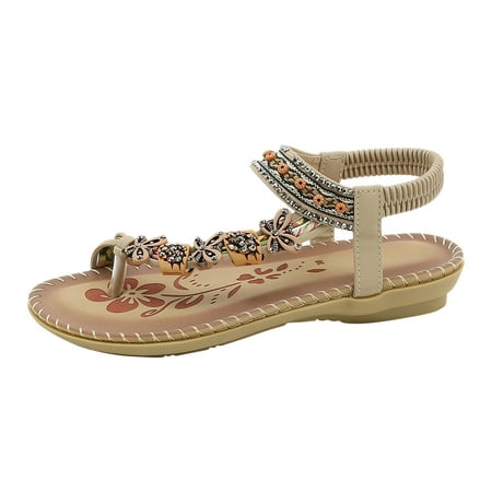 

LUOGENLI Female Platform Sandals Women Wide Feet Summer Summer Women Casual Open Toe Flat Rhinestone Comfortable Soft Bottom Breathable Elastic Band Shoes Sandals Platform Sandals Women Wide Feet
