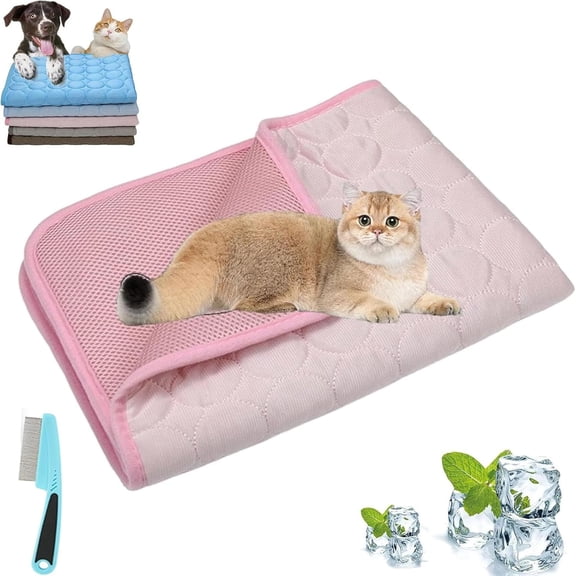 Kittra Cooling Mat for Cats, Comfortable and Breathable Cooling Bed for Cats, 3 Layer System Instant Cool, for Small Dogs and Cats (pink,XL(40 * 30in))