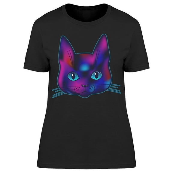 Cat Head Cosmos Stars Inside T-Shirt Women -Image by Shutterstock, Female Small