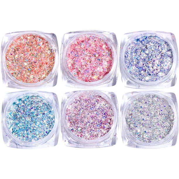 Set de 6 polvos de purpurina para uñas, purpurina dorada, set de purpurina para uñas, decoración de uñas
