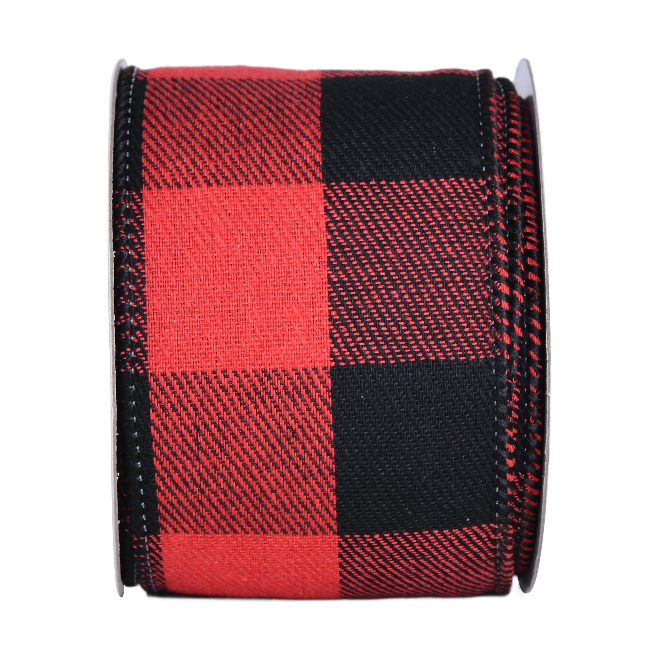 Gwen Studios 2 1/4" Black and Red Buffalo Check Ribbon, 3 Yards