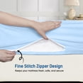 thumbnail image 3 of Twin Size Zipper Fitted Sheet Only – 100% Egyptian Cotton, 600 Thread Count, 22-Inch Extra Deep Pocket, Luxury Sateen Weave Bottom Sheet, Hotel Quality, ( 39" x 75" +22" , Light-Blue Solid ), 3 of 6