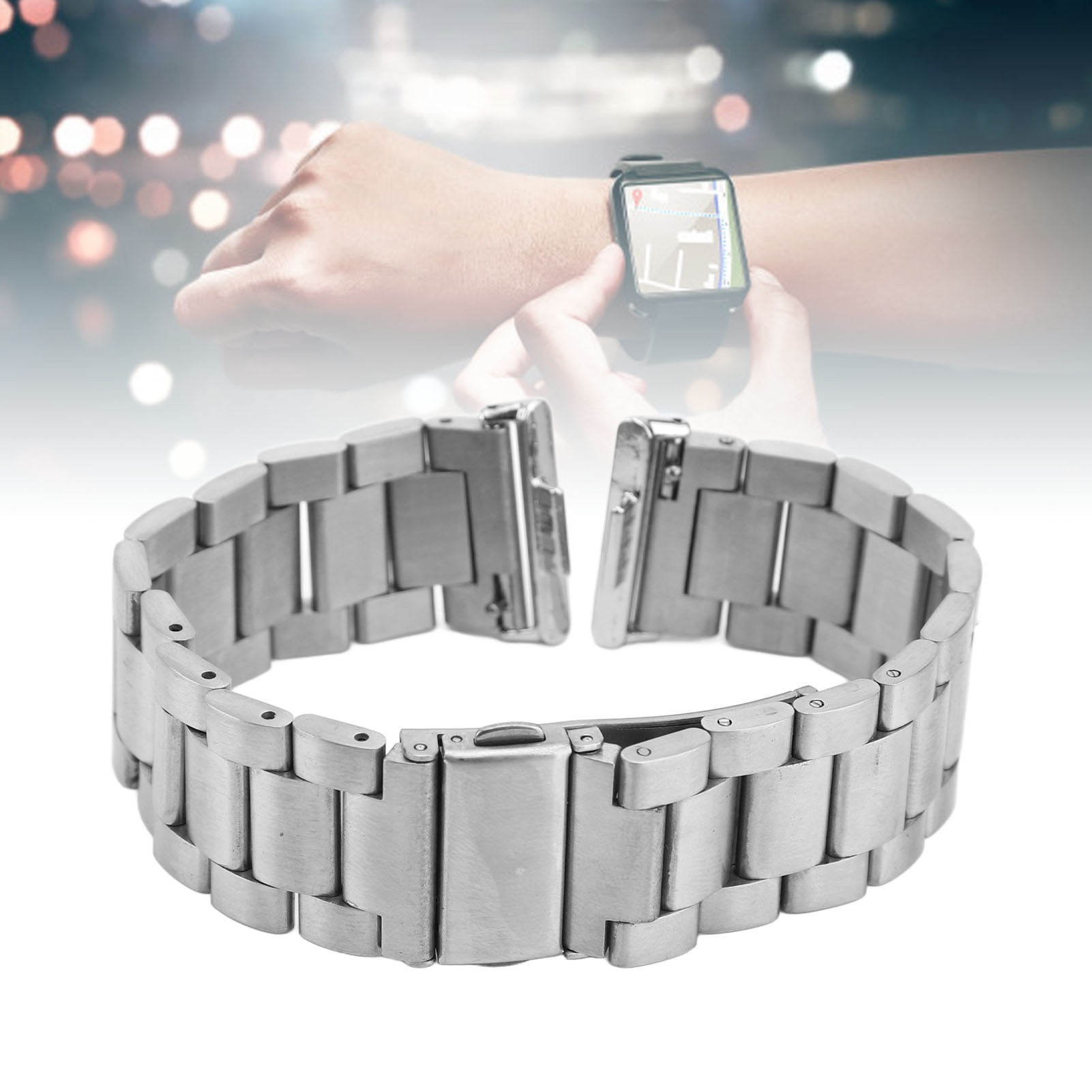 Stainless Steel Watch Band Metal Polished Stainless Steel Link Watch Strap for Daily Use Silver Black Walmart