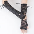 thumbnail image 5 of UJNDER Fingerless Steam Punk Witch Long Elbow Arm Warmers Lace Sleeves for Party Halloween Gloves Mittens Black, 5 of 8