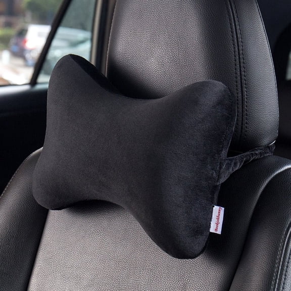 LQCrafK Dog Bone Shaped Memory Foam Travel Auto Pillow Head Rest Support Car Seat Cushion Gray