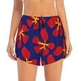 thumbnail image 4 of Lsque Red Floral Printed Women's Running Shorts with Liner Pockets,Elastic Quick Dry Workout Athletic Gym Yoga Shorts,Womens High Waist Shorts-XX-Large, 4 of 9