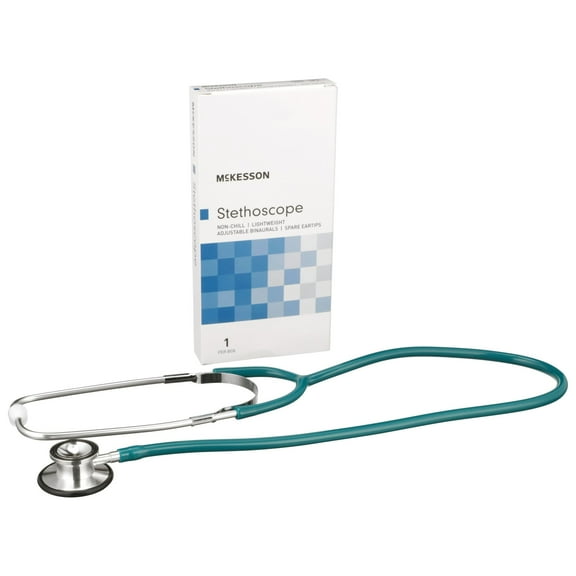 McKesson Stethoscope, Double-Sided Chestpiece - 22 in Tube, Teal Blue, 1 Ct