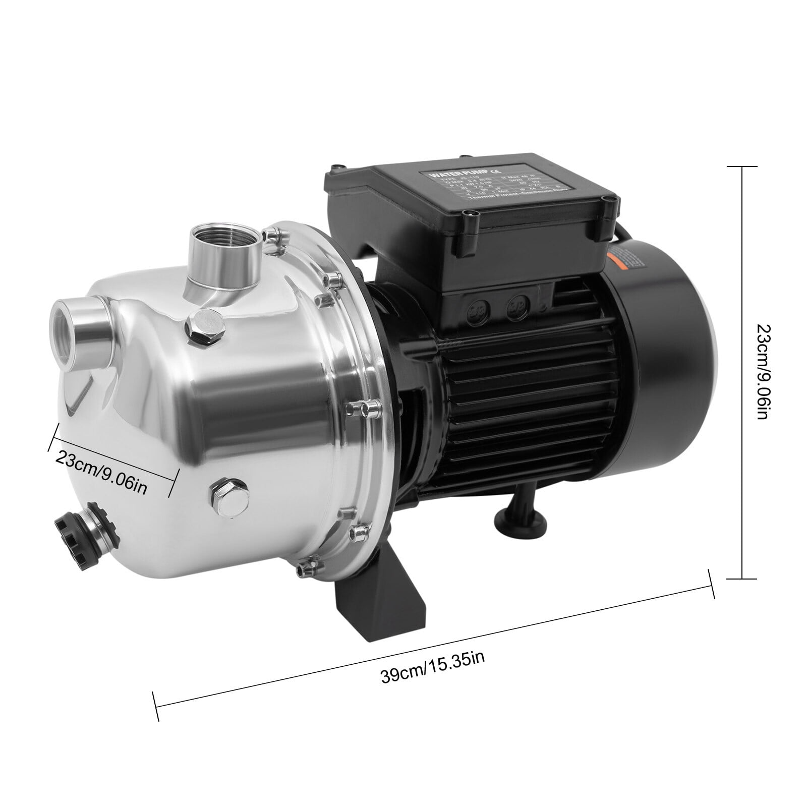Stainless Shallow Well Pump, 115V 1.5HP Water Pump, Water Jet Pump for Garden Irrigation, Electric Pump