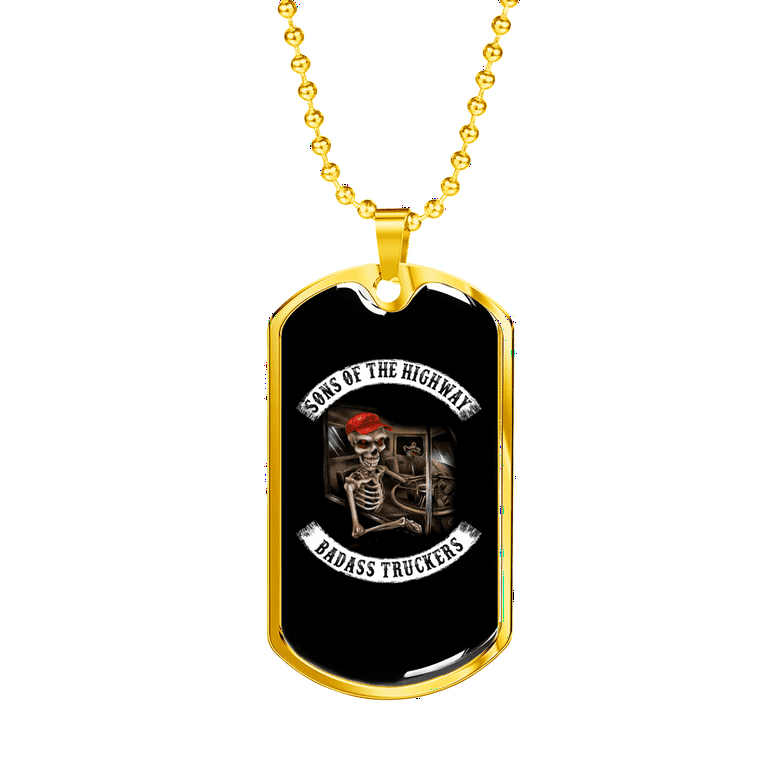 Sons Of The Highway Trucker Dog Tag Stainless Steel or 18k Gold 24