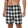 thumbnail image 2 of Haiem Black White Plaid Mens Swim Trunks with Compression Liner 2 in 1 Swimming Shorts Stretch Swimwear Quick Dry,Board Shorts-X-Large, 2 of 9