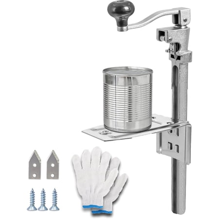 Commercial Heavy Duty Can Opener- Adjustable Manual Opener with 2 Blades & Plated Steel Base, Fits Cans Up to 10" Tall for Restaurant, Hotel, Food Store