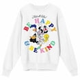 thumbnail image 4 of Looney Tunes Be Happy & Be Kind Characters Women's White Crew Neck Sweatshirt-Small, 4 of 7