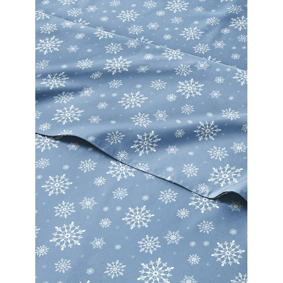 Christmas Sheets Cal King - 4 Piece Deep Pocket Christmas Sheet Set - Soft Wrinkle Free - Holiday Sheets - Winter Bed Sheets - Women Men Kids And Teens - Cute Winter Holiday Sheets - Blue Snowflakes