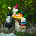 thumbnail image 5 of Garden Gnome Decor Mushroom Kit, Gnome Statue Holding Solar Powered Lantern Yard Decor Lawn Ornaments Outdoor Miniature Garden Accessories, 5 of 6