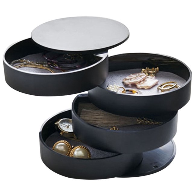Coofit Jewelry Box Dustproof Rotating 4 Layers Jewelry Organizer Jewelry Storage Box