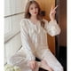 thumbnail image 5 of Pijama de terciopelo con diamantes dorados para mujer, de invierno y otoño, de manga larga, estilo princesa dulce, con cuello en V, de encaje, suave y cálido., 5 of 5