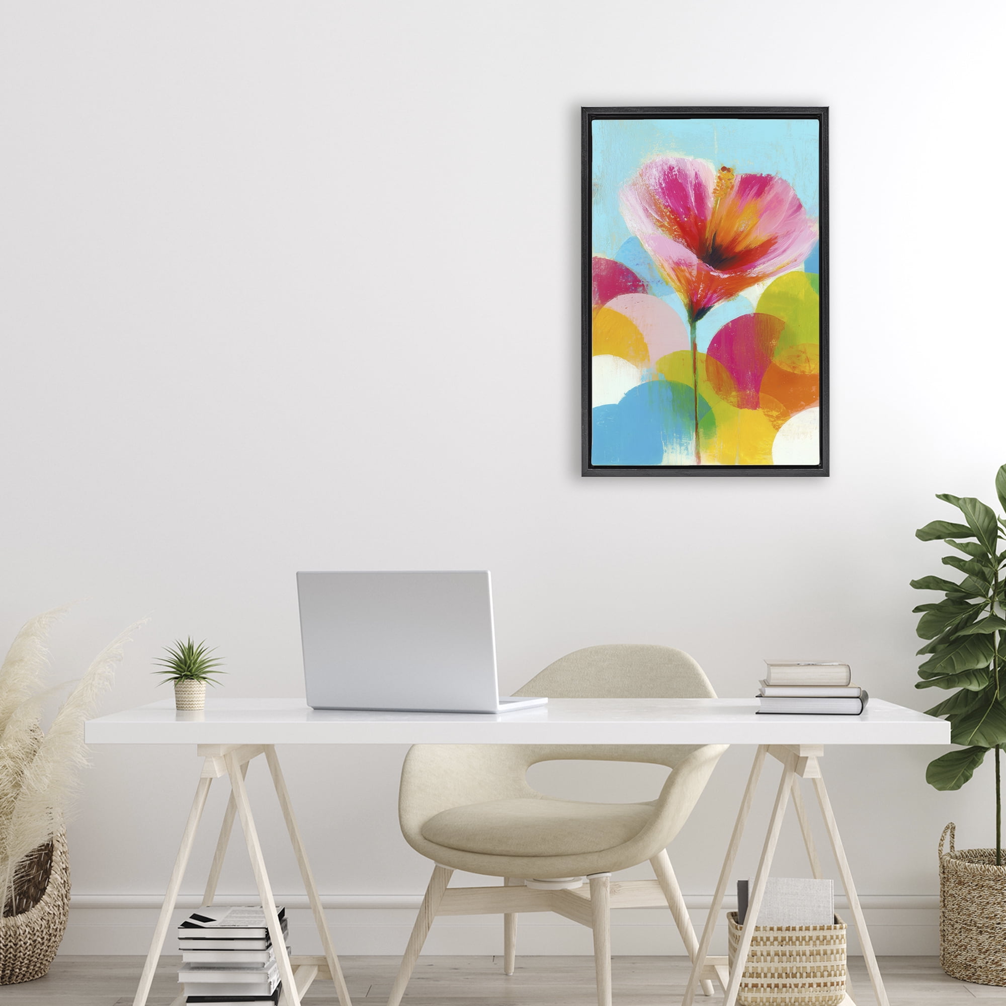 Stupell Industries Hibiscus In The Sun Black Framed Floater Canvas Wall Art, design by Chromatic Storm Studio