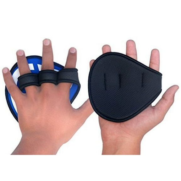 Power Leather Weight Lifting Grips Training Gym Straps Gloves Blue H-5B