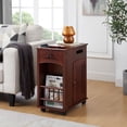 thumbnail image 3 of MIDOQIN Powered Traditional End Table with Charging Station, Narrow Side Table with USB Ports and Outlets, Nightstand with Storage, Bedside Tables with Wheels for Living Room, Bedroom, 3 of 17