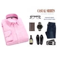 thumbnail image 2 of Men Pure Color Oxford Shirt Business Formal Dress Shirts Long Sleeve Big Size Cloth, 2 of 8
