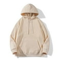 thumbnail image 2 of VSSSJ Mens Oversized Hoodie Hooded Fleece Long Sleeve Drawstring Casual Loose Fit Pullover Sweatshirt Comfortable Warm Winter Fall Clothes Beige L, 2 of 3