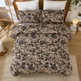 thumbnail image 6 of Vintage Floral Comforter Set Queen, 100% Natural Cotton Bedding with Brown Floral and Butterfly, Soft Breathable Comforter Set for All Seasons, 6 of 12