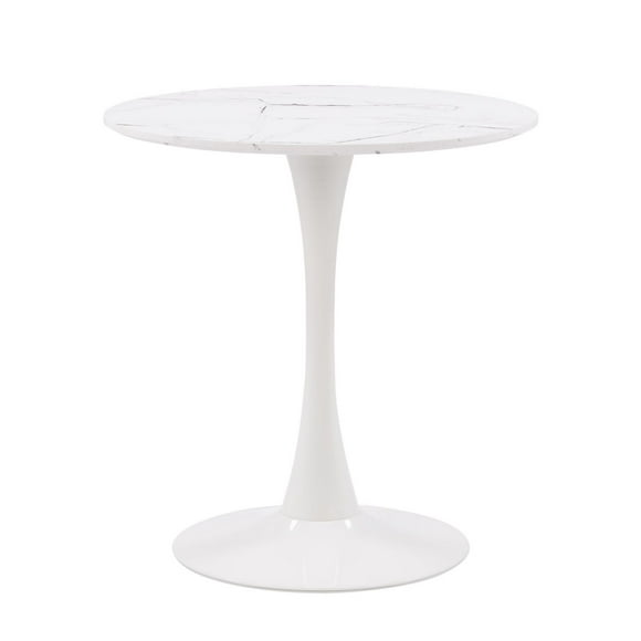 Ivo Round Faux Wood Bistro Table with Metal Pedestal Base