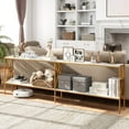 thumbnail image 4 of Costway Table Console Étroite Table d'Entrée à 2 Niveaux avec Rangement 2 Barres de Soutien Table de Sofa Blanc, 4 of 10