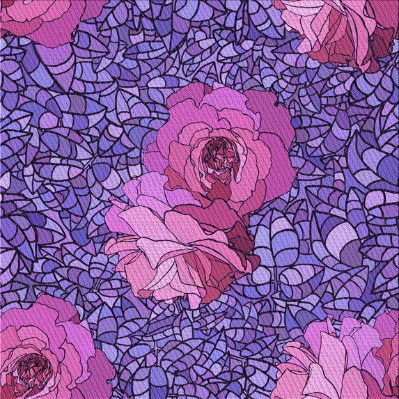 Ahgly Company Indoor Square Patterned Dark Magenta Purple Area Rugs, 7' Square