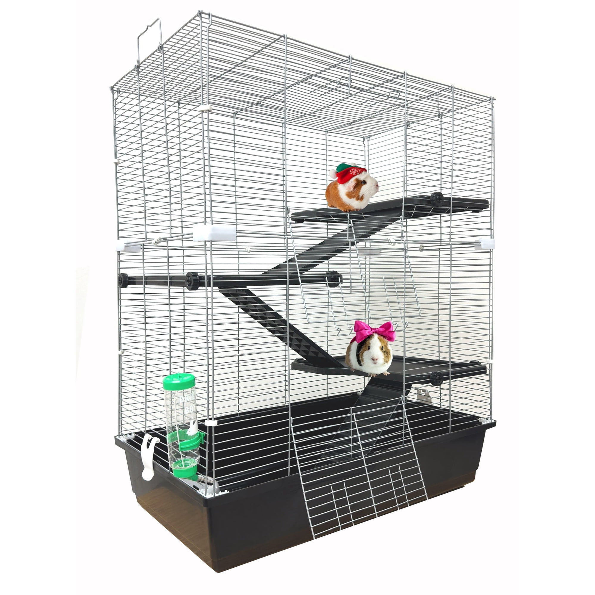 My First Home Extra Large 4-Tiers Guinea Pig Hamster Habitat With Tight 3/8-Inch Bar Spacing for Exotics Pet Hedgehog Gerbil Rat Mice Rodent