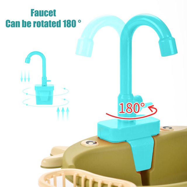 Robinet Jouet Rotatif pour Enfants Robinet d'Évier d'Eau Courante Réaliste Remplacement pour Maison de Jeu Évier de Cuisine à Piles Accessoires de Jouet
