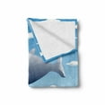 thumbnail image 2 of Whale Soft Flannel Fleece Throw Blanket, Ocean Sunny Summer Landscape with Huge Jumping Whale on Air Cartoon Style Design Artwork, Cozy Plush for Indoor and Outdoor Use, 50" x 70", Blue, by Ambesonne, 2 of 6