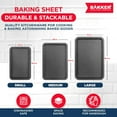 thumbnail image 2 of Bakken- Swiss 3-Piece Kitchen Baking Pan Set - Commercial Grade Carbon Steel Bakeware with Nonstick Coating, Stackable and Space-Saving Design, Oven Safe Tray (up to 450°F), Gray Marble, 2 of 7