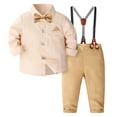 thumbnail image 2 of Caqnni Toddler Baby Boy Clothes Long Sleeve Crewneck Sweatshirt Casual Pants 2Pcs Fall Winter Outfit for 0 6 12 18 24 M 1t 2t 3t 4t 5t 6t Baby Layette & Gift Sets(Yellow,2-3 Years), 2 of 9