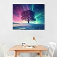 thumbnail image 2 of JRXY  Aurora Canvas Wall Art, Purple Tree and Colorful Aurora Painting Print Northern Lights Picture Poster for Living Room Bedroom Decor 20x16in, 2 of 6