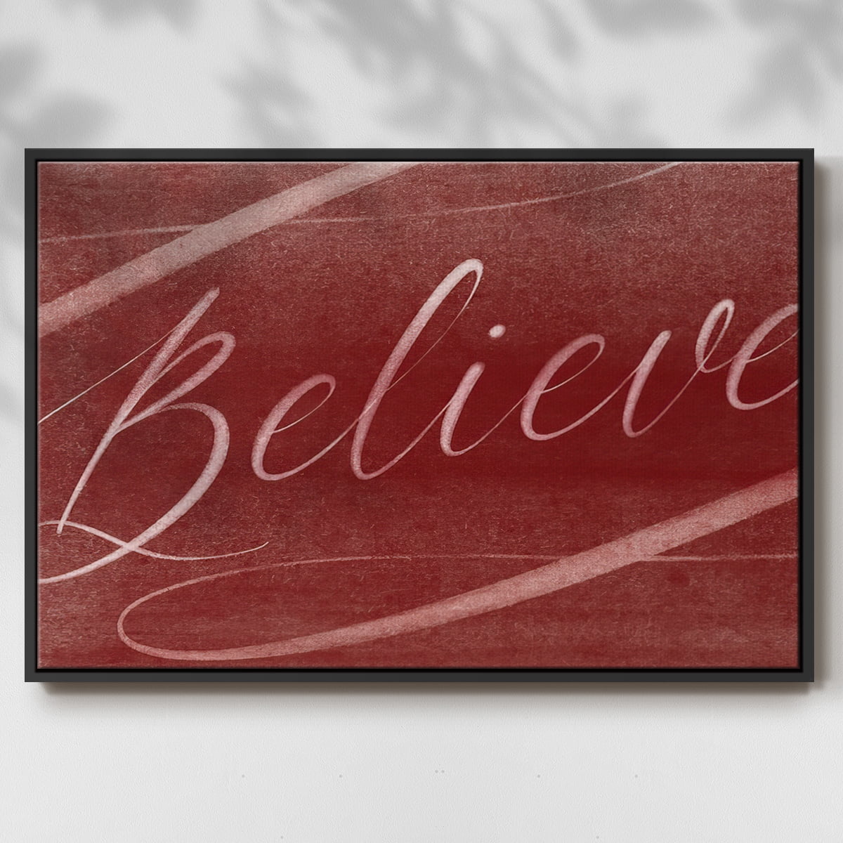 Believe - Framed Gallery Wrapped Holiday Canvas - 25 x 37 - Black Frame