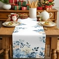 thumbnail image 4 of Winter Eucalyptus Leaves Cotton Linen Table Runner Winter Blue Teal Leaves Dining Table Runners for Home Decor Party Dining Room Restaurant Kitchen Party 13" x 120", 4 of 9